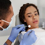 Woman nervous in the dental chair